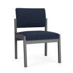 Lenox Steel Armless Guest Chair with CHARCOAL Frame Finish and BLUEBERRY Upholstery