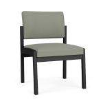 Lenox Steel Armless Guest Chair with BLACK Frame Finish and EUCALYPTUS Upholstery