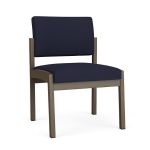 Lenox Steel Armless Guest Chair with BRONZE Frame Finish and NAVY Upholstery