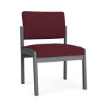 Lenox Steel Armless Guest Chair with CHARCOAL Frame Finish and WINE Upholstery