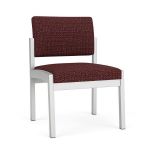 Lenox Steel Armless Guest Chair with SILVER Frame Finish and NEBBIOLO Upholstery