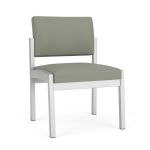 Lenox Steel Armless Guest Chair with SILVER Frame Finish and EUCALYPTUS Upholstery