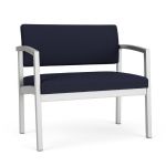 Lenox Steel Bariatric Waiting Room Chair with SILVER Frame Finish and NAVY Upholstery