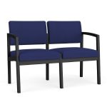 Lenox Steel 2 Seat Sofa with BLACK Frame Finish and  COBALT Upholstery