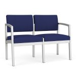 Lenox Steel 2 Seat Sofa with SILVER Frame Finish and  COBALT Upholstery