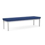 Lenox Steel Waiting Room Bench with SILVER Frame Finish and BLUEBERRY Upholstery