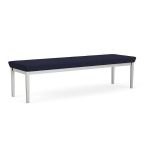 Lenox Steel Waiting Room Bench with SILVER Frame Finish and NAVY Upholstery