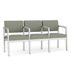 Lenox Steel 3 Seat Sofa with SILVER Frame Finish and EUCALYPTUS Upholstery