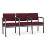Lenox Steel 3 Seat Sofa with CHARCOAL Frame Finish and WINE Upholstery