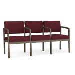 Lenox Steel 3 Seat Sofa with BRONZE Frame Finish and WINE Upholstery