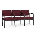 Lenox Steel 3 Seat Sofa with BLACK Frame Finish and WINE Upholstery
