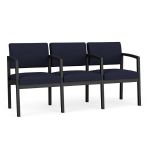 Lenox Steel 3 Seat Sofa with BLACK Frame Finish and NAVY Upholstery