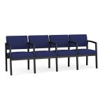 Lenox Steel 4 Seat Sofa with BLACK Frame Finish and COBALT Upholstery