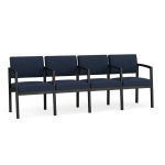 Lenox Steel 4 Seat Sofa with BLACK Frame Finish and BLUEBERRY Upholstery