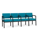 Lenox Steel 4 Seat Sofa with BLACK Frame Finish and WATERFALL Upholstery