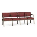 Lenox Steel 4 Seat Sofa with BRONZE Frame Finish and WINE Upholstery