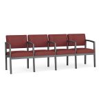 Lenox Steel 4 Seat Sofa with CHARCOAL Frame Finish and WINE Upholstery