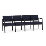 Lenox Steel 4 Seat Sofa with BLACK Frame Finish and NAVY Upholstery