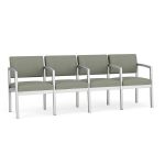 Lenox Steel 4 Seat Sofa with SILVER Frame Finish and EUCALYPTUS Upholstery