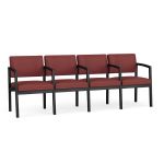 Lenox Steel 4 Seat Sofa with BLACK Frame Finish and WINE Upholstery