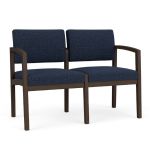 Wooden 2 Seat Sofa with MOCHA Frame Finish and BLUEBERRY Upholstery
