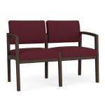 Wooden 2 Seat Sofa with MOCHA Frame Finish and WINE Upholstery