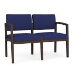 Wooden 2 Seat Sofa with MOCHA Frame Finish and COBALT Upholstery