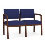 Wooden 2 Seat Sofa with WALNUT Frame Finish and COBALT Upholstery
