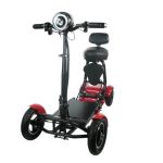 Red MS-3000 Folding Mobility Scooter with STANDARD Seat and 10AH Battery