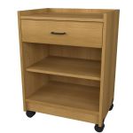 Stor-Edge Mobile Treatment Cart with Drawer and Adjustable Shelf - Oak Wood
