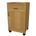 Stor-Edge Mobile Treatment Cart with Drawer and One Hinged Door - Oak Wood