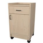 Stor-Edge Mobile Treatment Cart with Drawer and One Hinged Door - Maple Wood