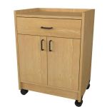 Stor-Edge Mobile Treatment Cart with Drawer and Two Hinged Doors - Oak Laminate