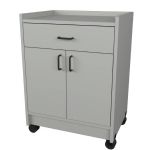 Stor-Edge Mobile Treatment Cart with Drawer and Two Hinged Doors - Grey Laminate