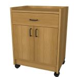 Stor-Edge Mobile Treatment Cart with Drawer and Two Hinged Doors - Oak Wood