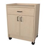 Stor-Edge Mobile Treatment Cart with Drawer and Two Hinged Doors - Maple Wood