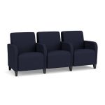 Siena 3 Seat Sofa with Center Arms and BLACK Wooden Legs with NAVY Upholstery