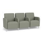 Siena 3 Seat Sofa with Center Arms and Brushed STEEL Legs with EUCALYPTUS Upholstery