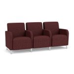 Siena 3 Seat Sofa with Center Arms and Brushed STEEL Legs with NEBBIOLO Upholstery