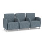 Siena 3 Seat Sofa with Center Arms and Brushed STEEL Legs with SERENE Upholstery