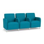 Siena 3 Seat Sofa with Center Arms and Brushed STEEL Legs with WATERFALL Upholstery