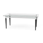 Lesro Siena Glass Top Coffee Table - Wooden Legs with Black Finish