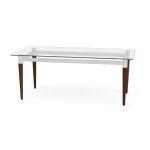 Lesro Siena Glass Top Coffee Table - Wooden Legs with Walnut Finish