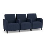 Siena 3 Seat Sofa with Center Arms and BLACK Wooden Legs with BLUEBERRY Upholstery