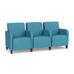 Siena 3 Seat Sofa with Center Arms and BLACK Wooden Legs with WATERFALL Upholstery
