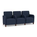 Siena 3 Seat Sofa with Center Arms and WALNUT Wooden Legs with BLUEBERRY Upholstery