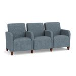 Siena 3 Seat Sofa with Center Arms and WALNUT Wooden Legs with SERENE Upholstery