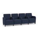 Siena 4 Seat Sofa with Center Arms and BLACK Wooden Legs with BLUEBERRY Upholstery