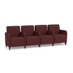 Siena 4 Seat Sofa with Center Arms and BLACK Wooden Legs with NEBBIOLO Upholstery