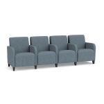 Siena 4 Seat Sofa with Center Arms and BLACK Wooden Legs with SERENE Upholstery